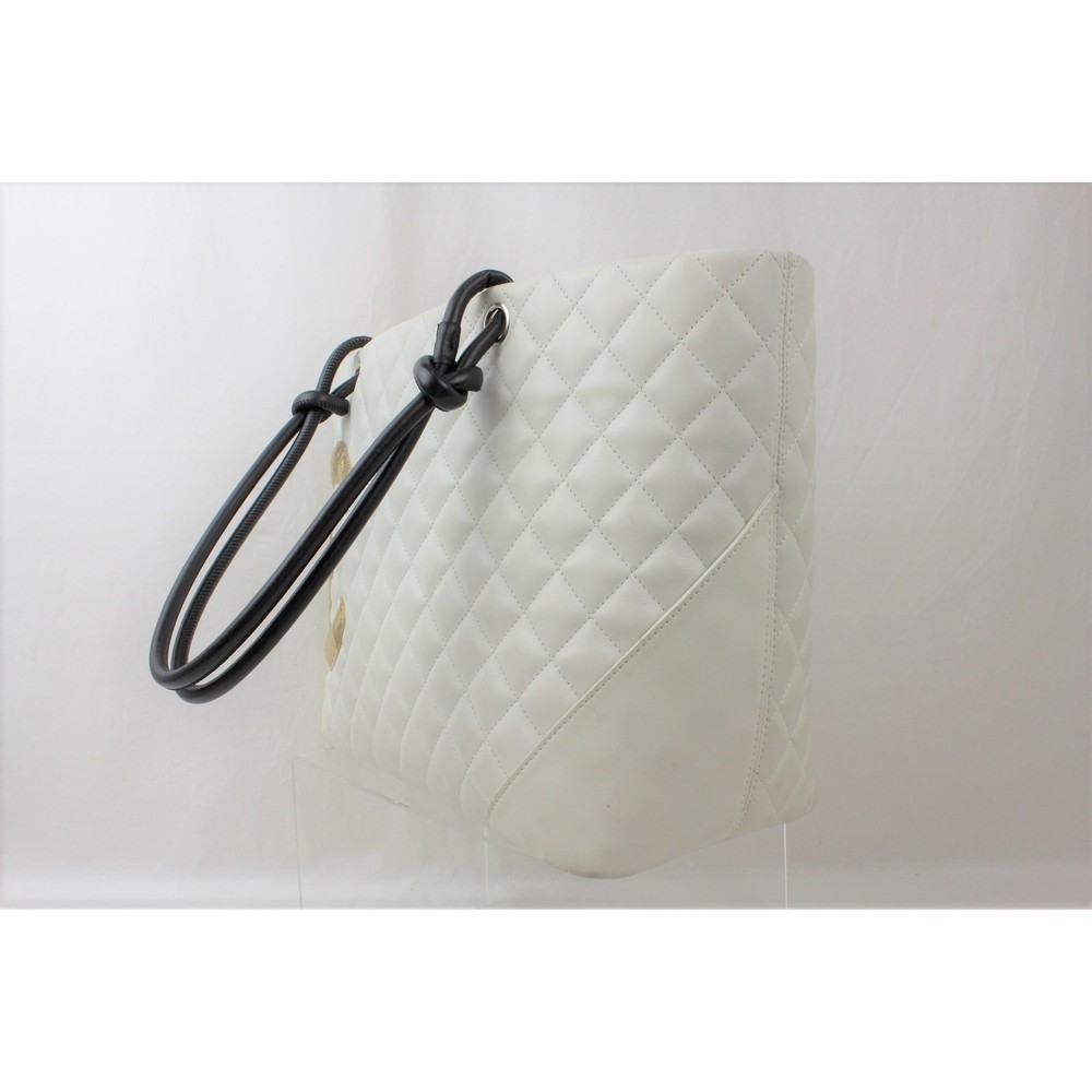 Chanel Python Cambon Tote Handbag White Black Lar… - image 2